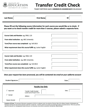 Transfer Credit Check Form