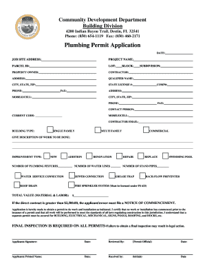 Plumbing Permit Application