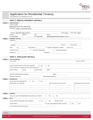 Queensland Residential Tenancy Application Form
