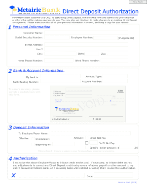 Direct Deposit Authorization Form