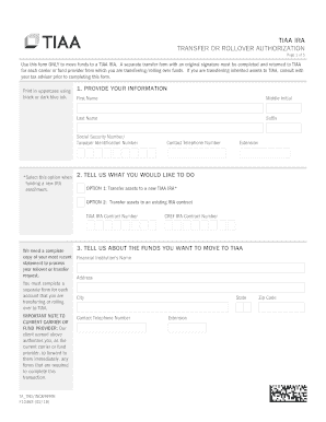 TIAA IRA Transfer or Rollover Authorization Form
