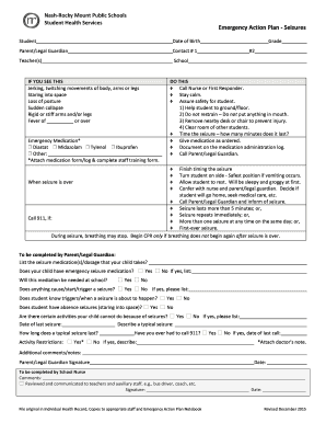 Emergency Action Plan for Seizures