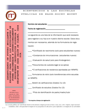 Formulario de registración del estudiante