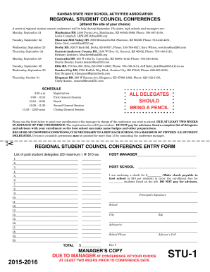 Kansas Regional Student Council Conference Entry Form