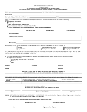 Transcript Order Form