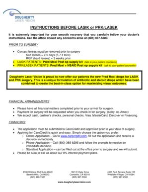 LASIK and PRK Pre- and Post-Operative Instructions
