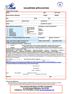 Volunteer Application Form
