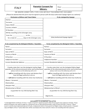 Parental Consent for Minors Visa Application