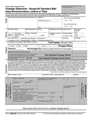 USPS Nonprofit Standard Mail Postage Statement