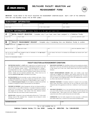 DeltaCare Facility Selection and Reassignment Form