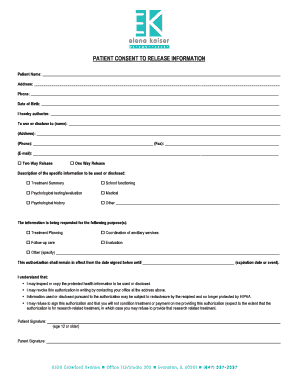 Patient Consent to Release Information