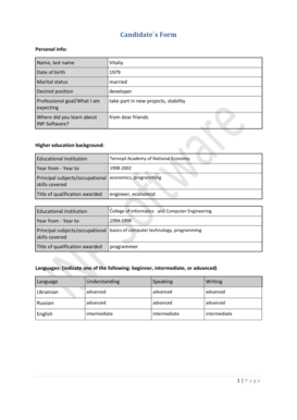 Candidate Application Form