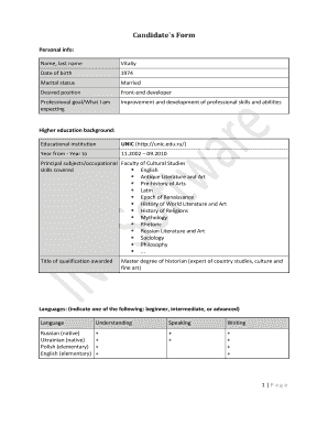 Candidate Application Form