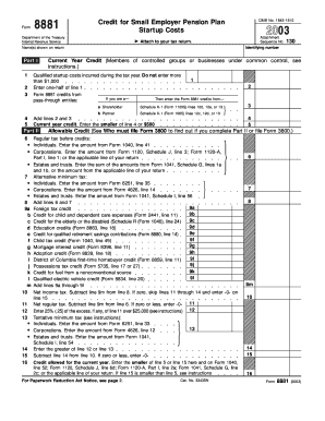 IRS Form 8881 Small Employer Pension Plan Startup Costs