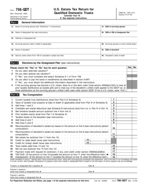 Form 706-QDT U.S. Estate Tax Return for Qualified Domestic Trusts