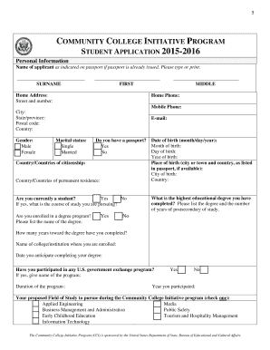 Community College Initiative Program Application