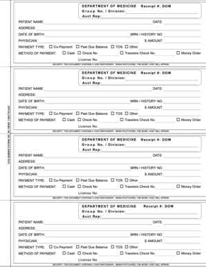Department of Medicine Receipt