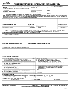 Wisconsin Worker's Compensation Insurance Pool Application
