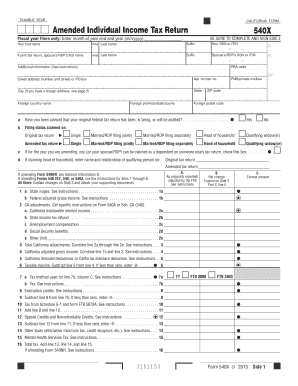 California Amended Individual Income Tax Return 540X