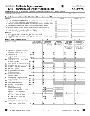 California Schedule 540NR Nonresident Tax Form