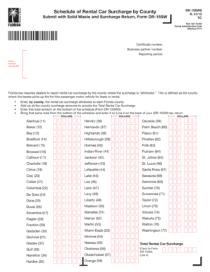 Florida Rental Car Surcharge Schedule DR-15SWS