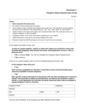 Caregiver Status Questionnaire Script