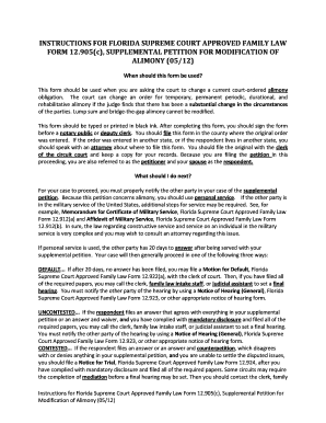 Florida Supplemental Petition for Modification of Alimony