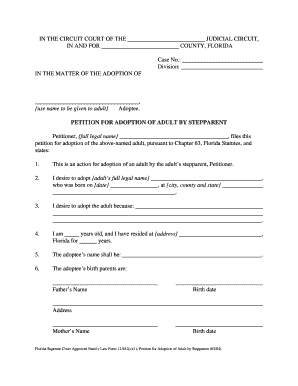 Petition for Adoption of Adult by Stepparent