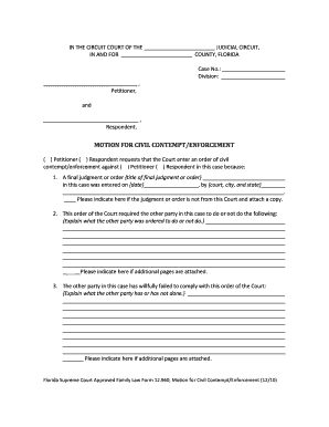 Florida Motion for Civil Contempt/Enforcement