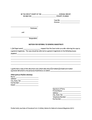 Florida Motion for Referral to General Magistrate