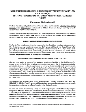 Florida Petition to Determine Paternity and Related Relief
