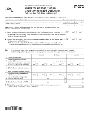 New York State College Tuition Credit Form IT-272