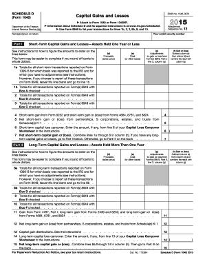 Schedule D Form 1040 Capital Gains and Losses