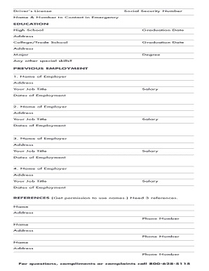 Pocket Resume for Job Interview