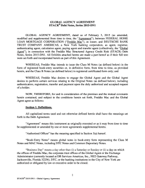 GLOBAL AGENCY AGREEMENT STACR - Freddie Mac
