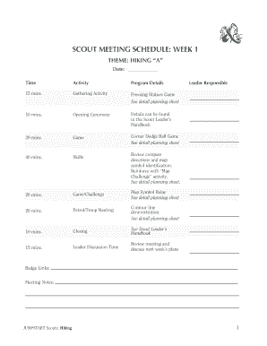 Scout Meeting Schedule Template