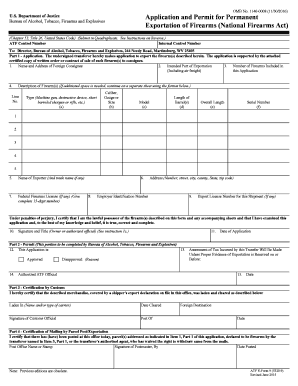 ATF Form 9 Application and Permit for Permanent Exportation of Firearms
