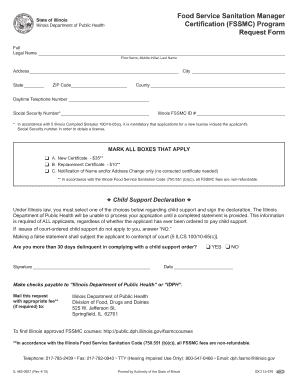 Illinois Food Service Sanitation Manager Certification Request Form