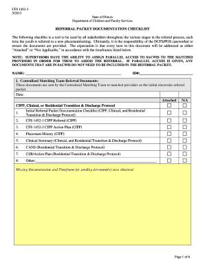 Illinois DCFS Referral Packet Checklist