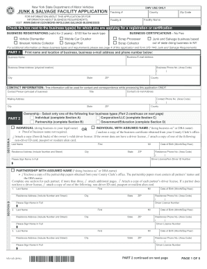 New York Junk and Salvage Facility Application
