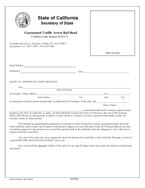California Guaranteed Traffic Arrest Bail Bond