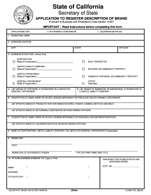 California Brand Registration Application