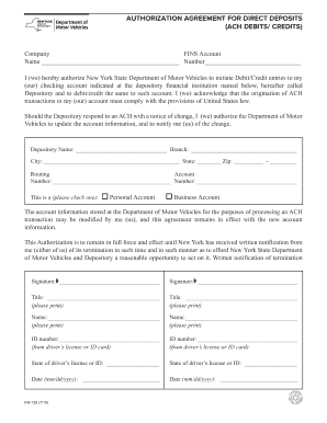 Authorization Agreement for Direct Deposits