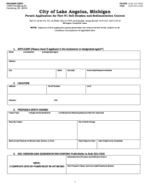 Michigan Soil Erosion and Sedimentation Control Permit Application