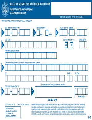 US Selective Service Registration Form