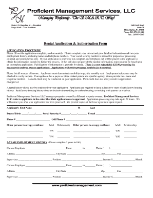 Rental Application & Authorization Form