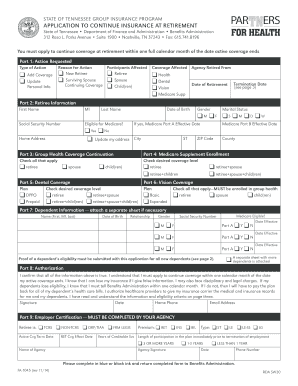 Tennessee Retiree Insurance Application