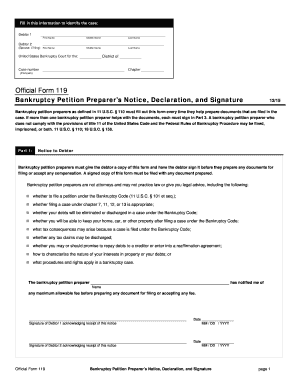 Bankruptcy Petition Preparer's Notice and Signature