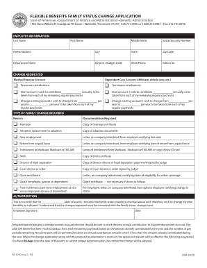 Tennessee Family Status Change Application