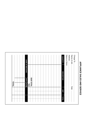 Appliance Sales and Service Invoice